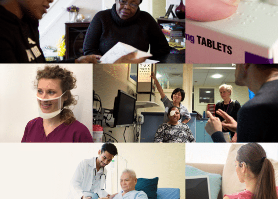 Collage of photos depicting different types of communication access to NHS health services