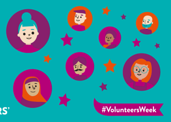 Decorative image of various faces and #VolunteersWeek