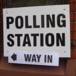 Polling station entrance sign