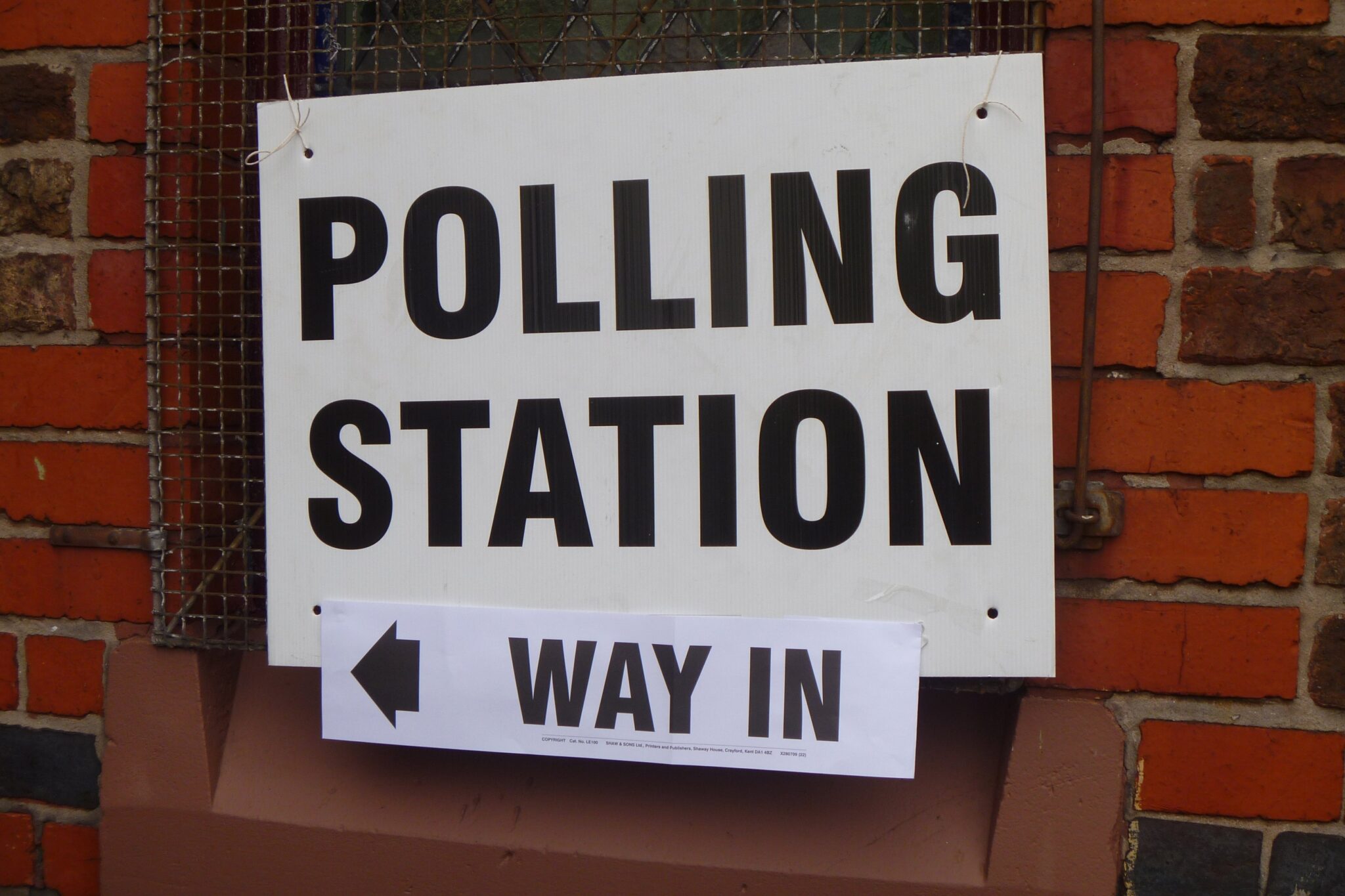 Polling station entrance sign